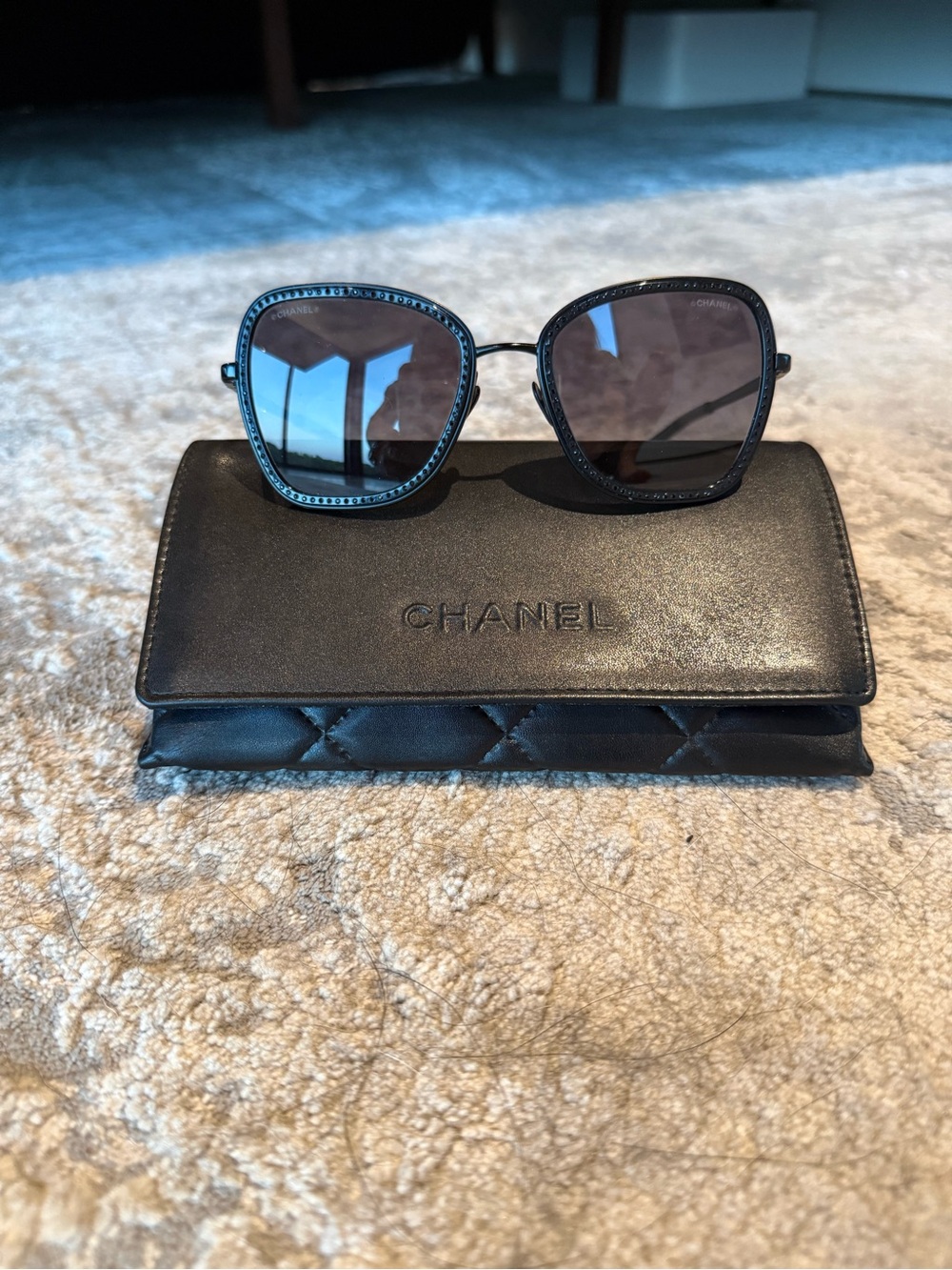 CHANEL Black Sunglasses with Dark Gradient Lenses